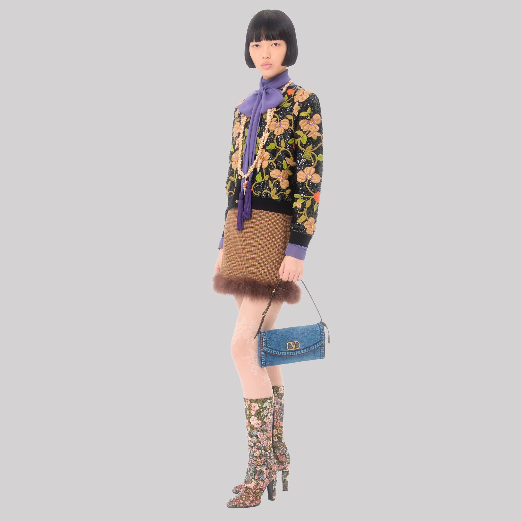 DeVain Small Denim Shoulder Bag