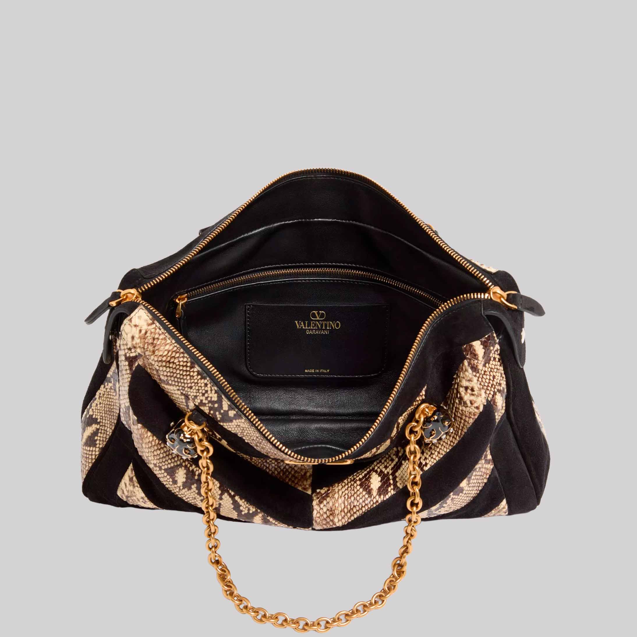 Panthea Python And Suede Chevron Motif Shoulder Bag