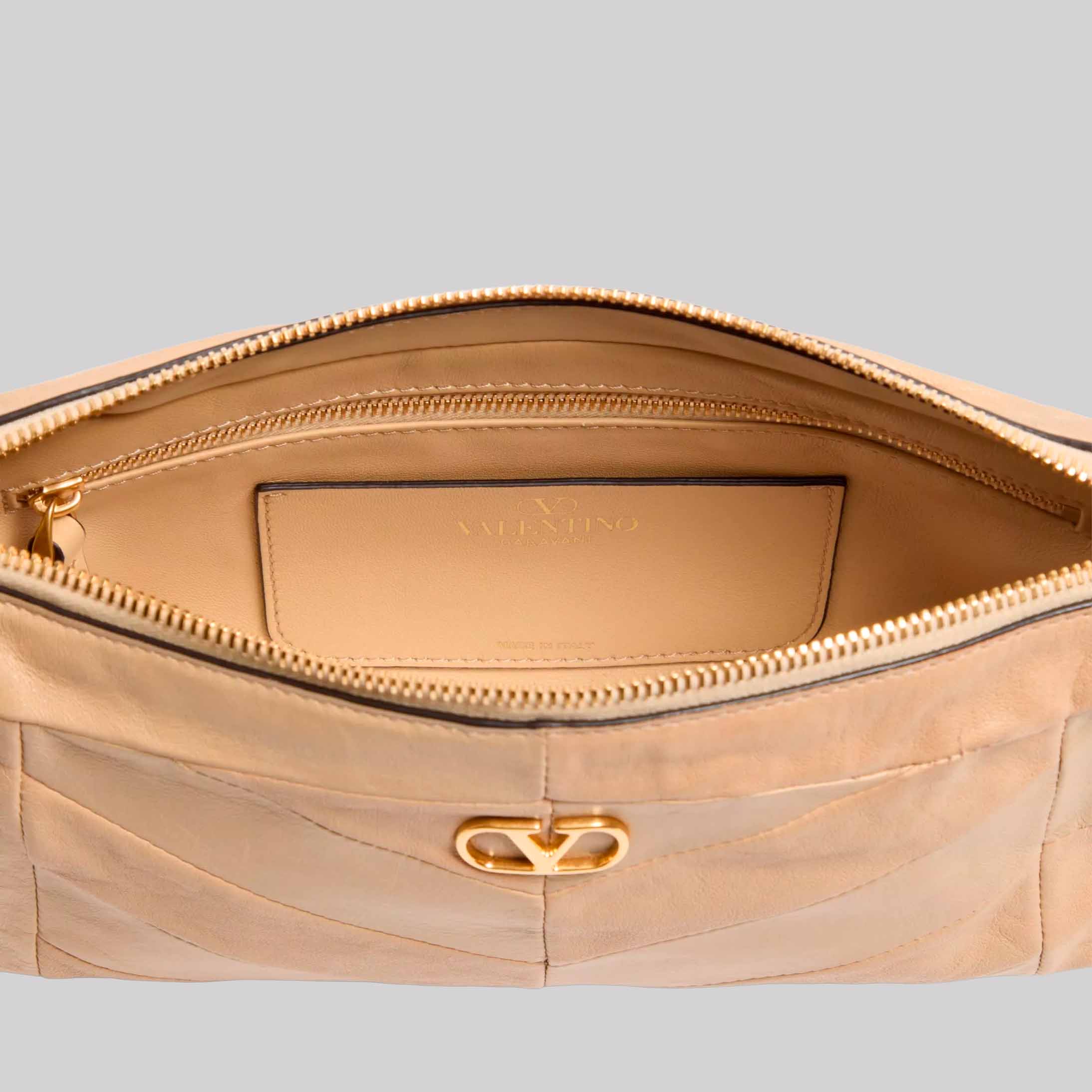 Panthea Small Shoulder Bag In Nappa Leather With A Chevron Pattern
